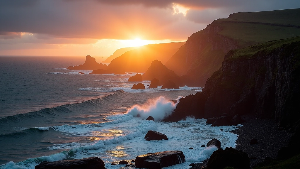 Waterford coastal cliffs at golden hour